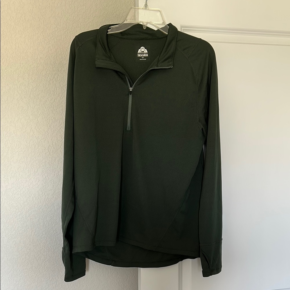 Eastern Mountain Sports Dark Green Quarter Zip Men's Shirt, Large